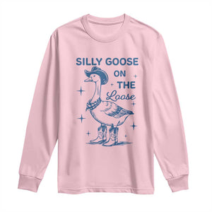 Retro Silly Goose On The Loose Long Sleeve Shirt 90s Aesthetic Funny Cowgirl Western TS10 Light Pink Print Your Wear