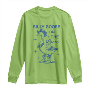 Retro Silly Goose On The Loose Long Sleeve Shirt 90s Aesthetic Funny Cowgirl Western TS10 Lime Print Your Wear