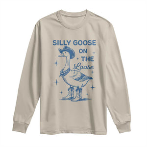 Retro Silly Goose On The Loose Long Sleeve Shirt 90s Aesthetic Funny Cowgirl Western TS10 Sand Print Your Wear