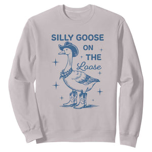 Retro Silly Goose On The Loose Sweatshirt 90s Aesthetic Funny Cowgirl Western TS10 Ice Gray Print Your Wear