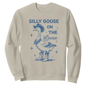 Retro Silly Goose On The Loose Sweatshirt 90s Aesthetic Funny Cowgirl Western TS10 Sand Print Your Wear