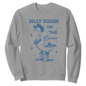 Retro Silly Goose On The Loose Sweatshirt 90s Aesthetic Funny Cowgirl Western TS10 Sport Gray Print Your Wear