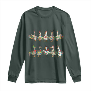 Goose Christmas Long Sleeve Shirt Funny Xmas Lights TS10 Dark Forest Green Print Your Wear