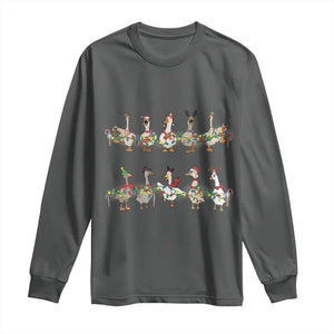 Goose Christmas Long Sleeve Shirt Funny Xmas Lights TS10 Dark Heather Print Your Wear