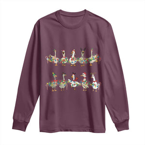 Goose Christmas Long Sleeve Shirt Funny Xmas Lights TS10 Maroon Print Your Wear