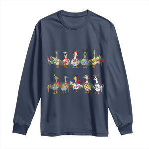 Goose Christmas Long Sleeve Shirt Funny Xmas Lights TS10 Navy Print Your Wear