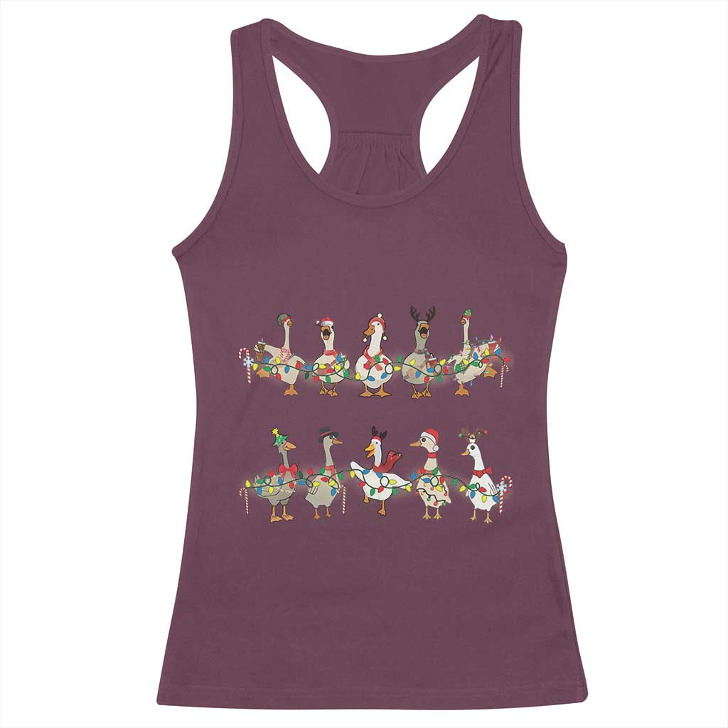 Goose Christmas Racerback Tank Top Funny Xmas Lights TS10 Maroon Print Your Wear