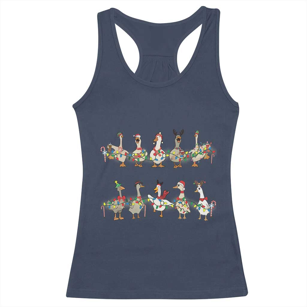 Goose Christmas Racerback Tank Top Funny Xmas Lights TS10 Navy Print Your Wear
