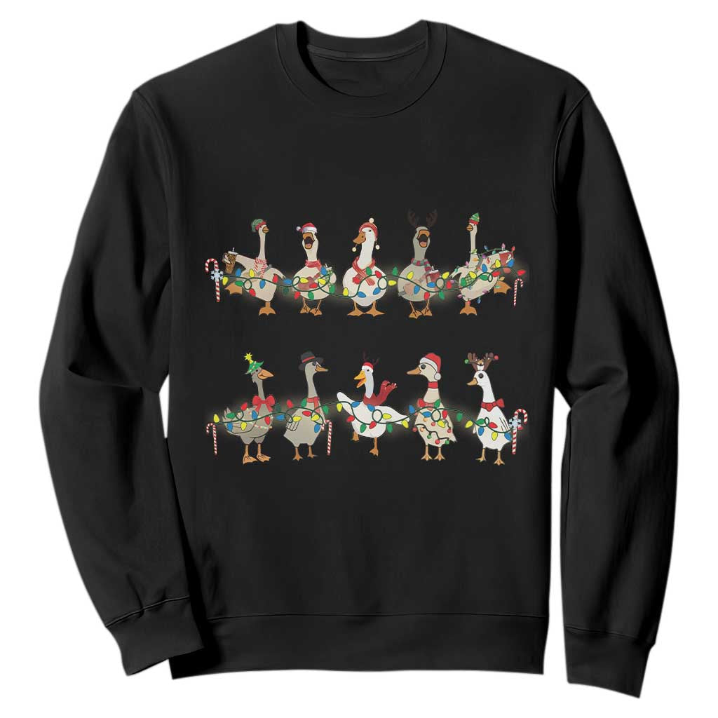 Goose Christmas Sweatshirt Funny Xmas Lights TS10 Black Print Your Wear