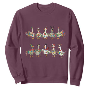 Goose Christmas Sweatshirt Funny Xmas Lights TS10 Maroon Print Your Wear