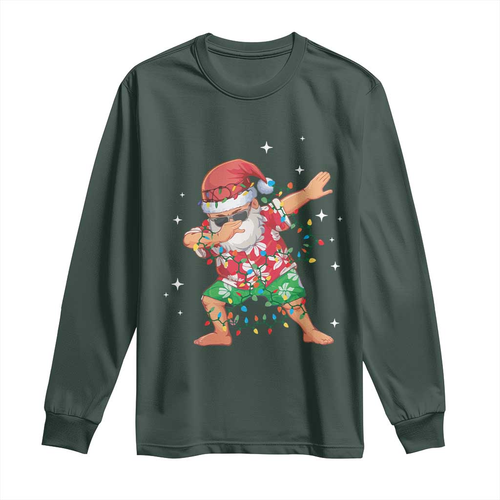 Funny Christmas Long Sleeve Shirt Dabbing Santa Boys Girls Men Xmas Dab Kid TS10 Dark Forest Green Print Your Wear