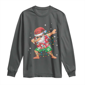 Funny Christmas Long Sleeve Shirt Dabbing Santa Boys Girls Men Xmas Dab Kid TS10 Dark Heather Print Your Wear