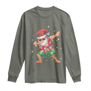 Funny Christmas Long Sleeve Shirt Dabbing Santa Boys Girls Men Xmas Dab Kid TS10 Military Green Print Your Wear