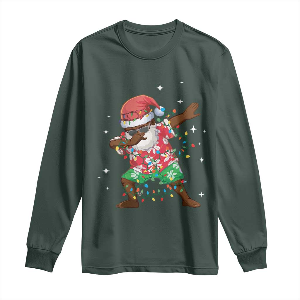 Christmas Hawaiian Long Sleeve Shirt Afro African Dabbing Santa Xmas Dab Girls Boys Kids TS10 Dark Forest Green Print Your Wear