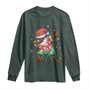 Christmas Hawaiian Long Sleeve Shirt Afro African Dabbing Santa Xmas Dab Girls Boys Kids TS10 Dark Forest Green Print Your Wear