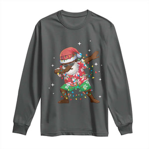 Christmas Hawaiian Long Sleeve Shirt Afro African Dabbing Santa Xmas Dab Girls Boys Kids TS10 Dark Heather Print Your Wear