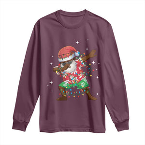 Christmas Hawaiian Long Sleeve Shirt Afro African Dabbing Santa Xmas Dab Girls Boys Kids TS10 Maroon Print Your Wear