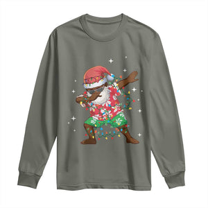 Christmas Hawaiian Long Sleeve Shirt Afro African Dabbing Santa Xmas Dab Girls Boys Kids TS10 Military Green Print Your Wear