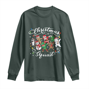 Christmas Squad Long Sleeve Shirt Santa Dabbing Elf Family Matching Pajamas Xmas Crew TS10 Dark Forest Green Print Your Wear