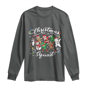 Christmas Squad Long Sleeve Shirt Santa Dabbing Elf Family Matching Pajamas Xmas Crew TS10 Dark Heather Print Your Wear