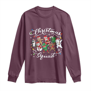 Christmas Squad Long Sleeve Shirt Santa Dabbing Elf Family Matching Pajamas Xmas Crew TS10 Maroon Print Your Wear