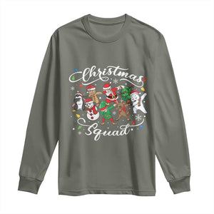 Christmas Squad Long Sleeve Shirt Santa Dabbing Elf Family Matching Pajamas Xmas Crew TS10 Military Green Print Your Wear