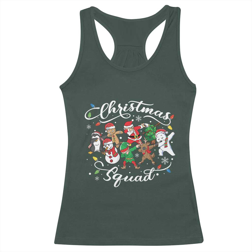 Christmas Squad Racerback Tank Top Santa Dabbing Elf Family Matching Pajamas Xmas Crew TS10 Dark Forest Green Print Your Wear