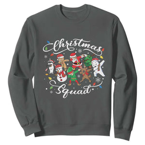 Christmas Squad Sweatshirt Santa Dabbing Elf Family Matching Pajamas Xmas Crew TS10 Dark Heather Print Your Wear