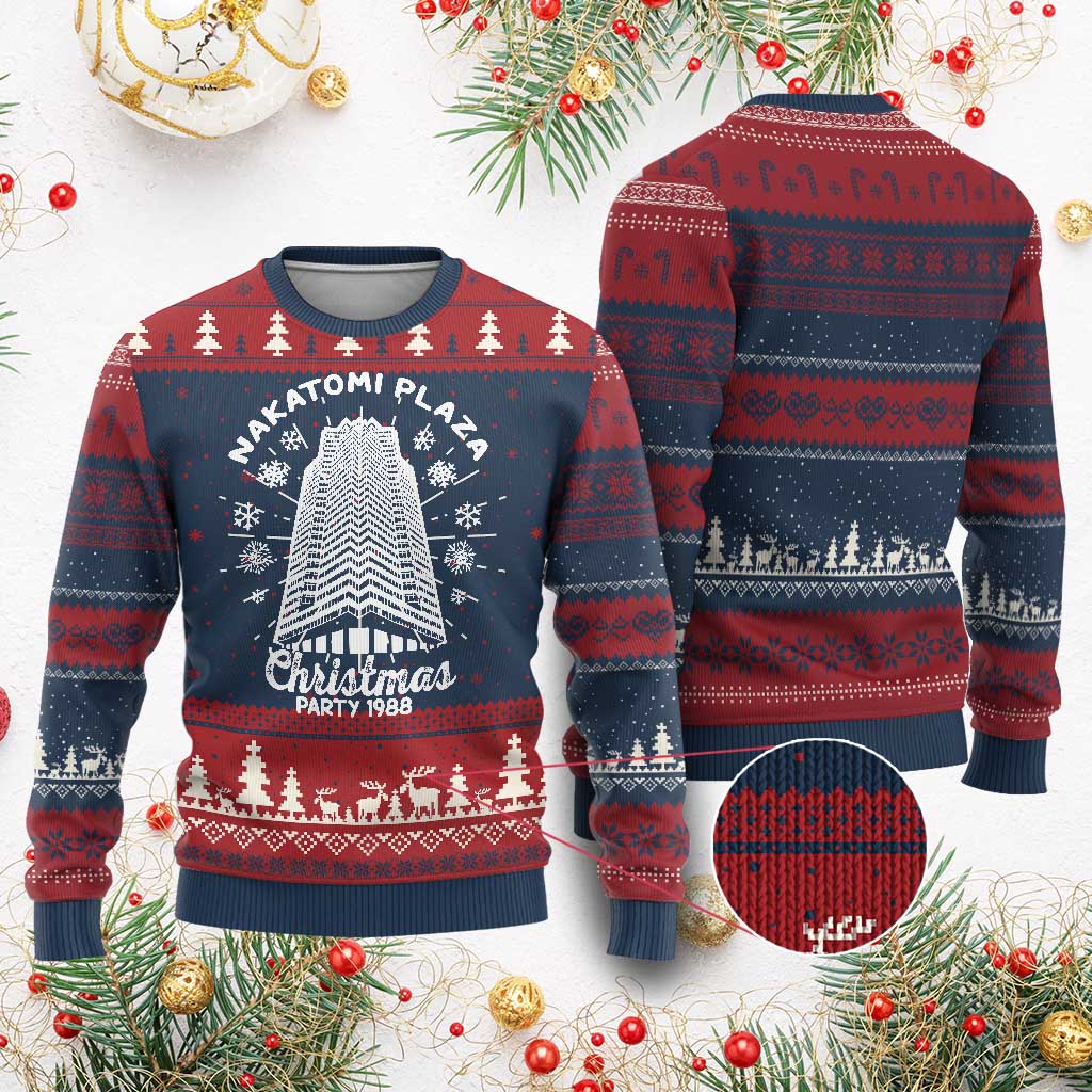 Nakatomi Plaza Party 1988 Classic Ugly Christmas Sweater Xmas Gift TS10 Burgundy Print Your Wear