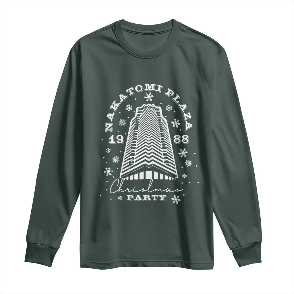 Nakatomi Plaza Christmas Party 1988 Long Sleeve Shirt Funny 80's Xmas Movie TS10 Dark Forest Green Print Your Wear