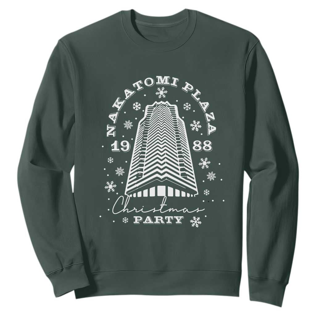 Nakatomi Plaza Christmas Party 1988 Sweatshirt Funny 80's Xmas Movie TS10 Dark Forest Green Print Your Wear