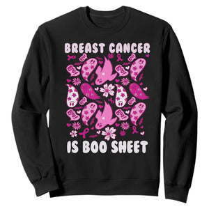 In October We Wear Pink Sweatshirt Ghost Breast Cancer Is Boo Sheet TS10 Black Print Your Wear