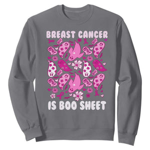 In October We Wear Pink Sweatshirt Ghost Breast Cancer Is Boo Sheet TS10 Charcoal Print Your Wear