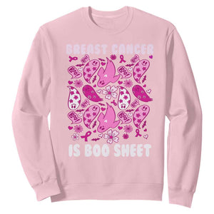 In October We Wear Pink Sweatshirt Ghost Breast Cancer Is Boo Sheet TS10 Light Pink Print Your Wear