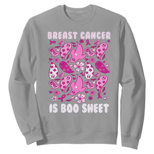 In October We Wear Pink Sweatshirt Ghost Breast Cancer Is Boo Sheet TS10 Sport Gray Print Your Wear