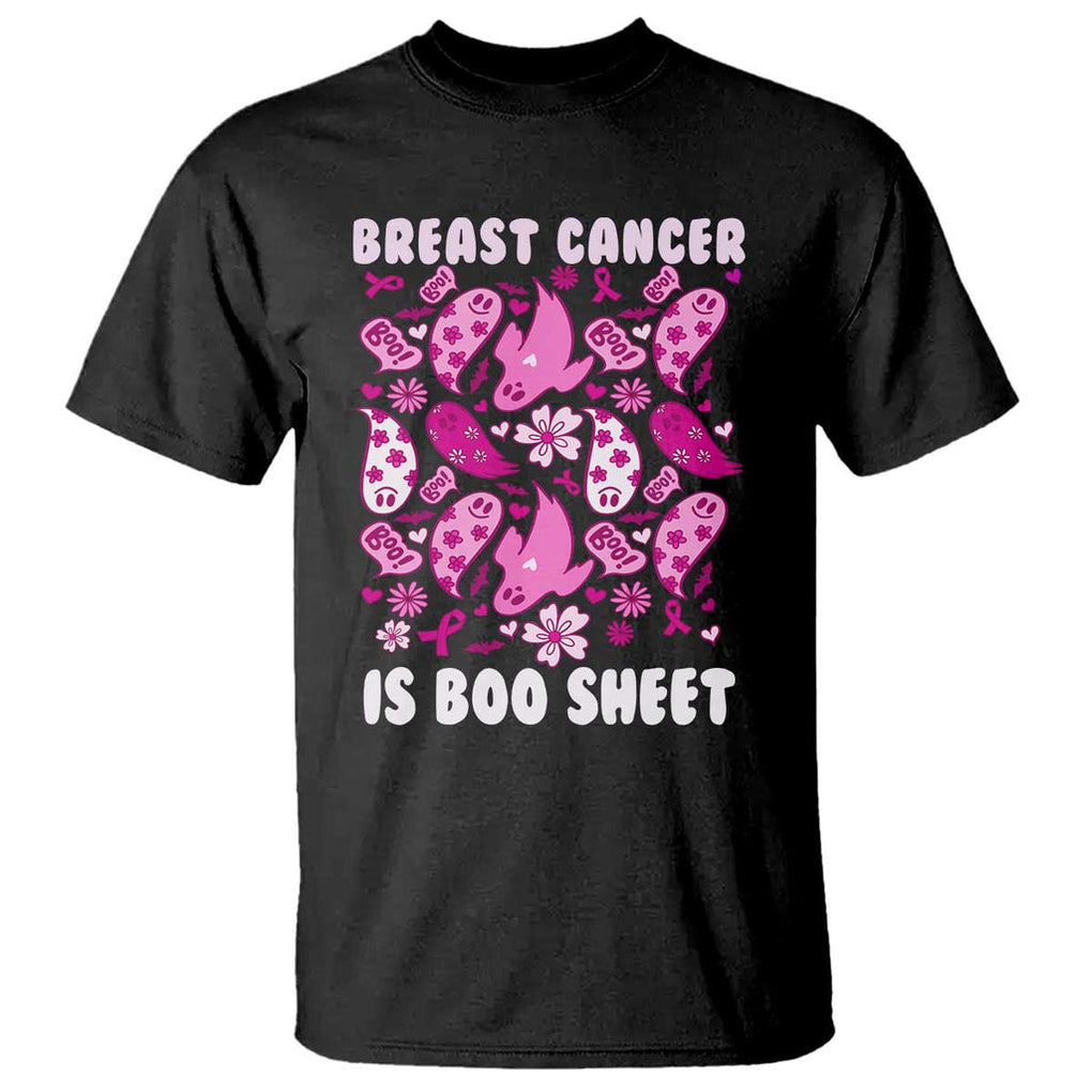 In October We Wear Pink T Shirt Ghost Breast Cancer Is Boo Sheet TS10 Black Print Your Wear