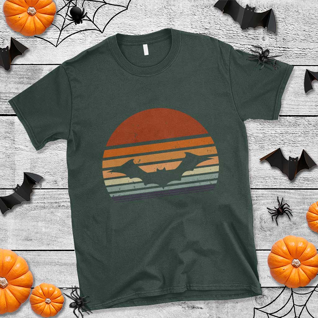 Vintage Retro Fall Halloween Bat T Shirt TS10 Dark Forest Green Print Your Wear