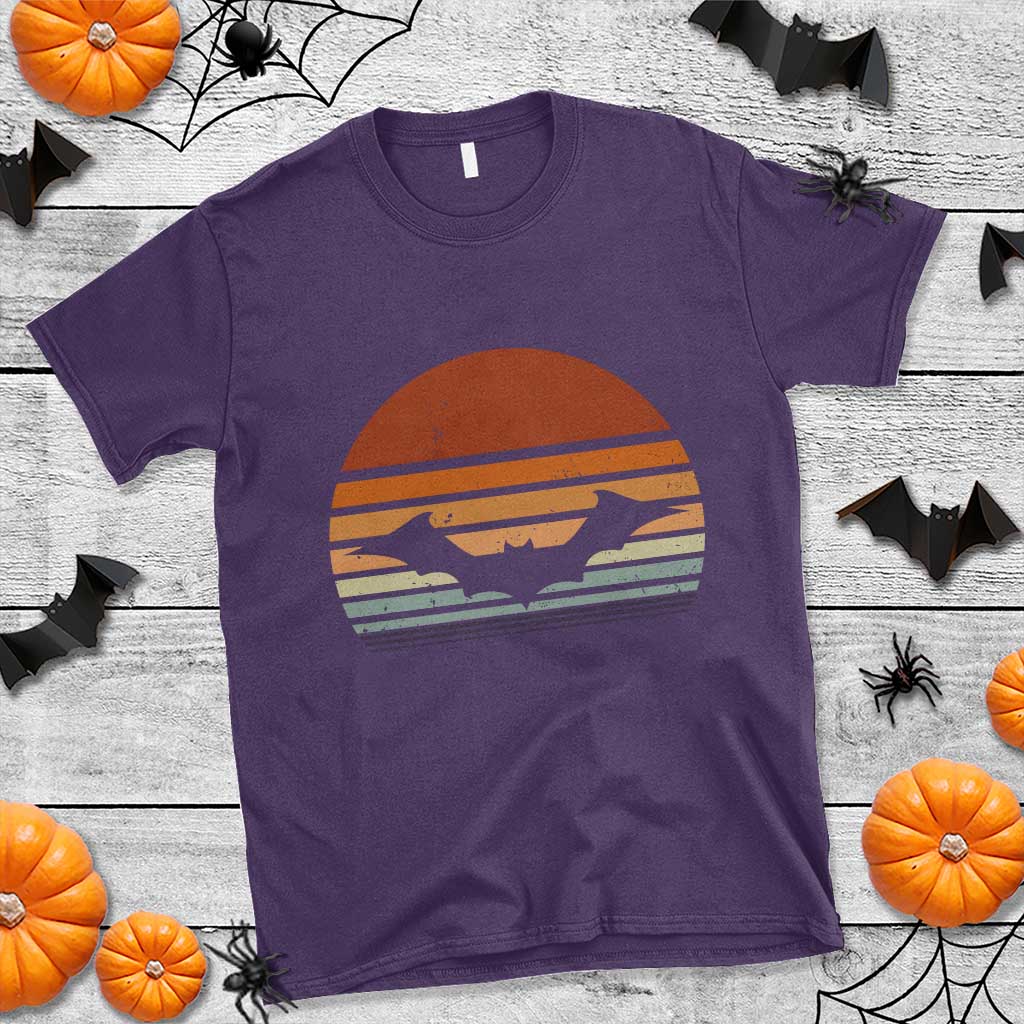 Vintage Retro Fall Halloween Bat T Shirt TS10 Purple Print Your Wear