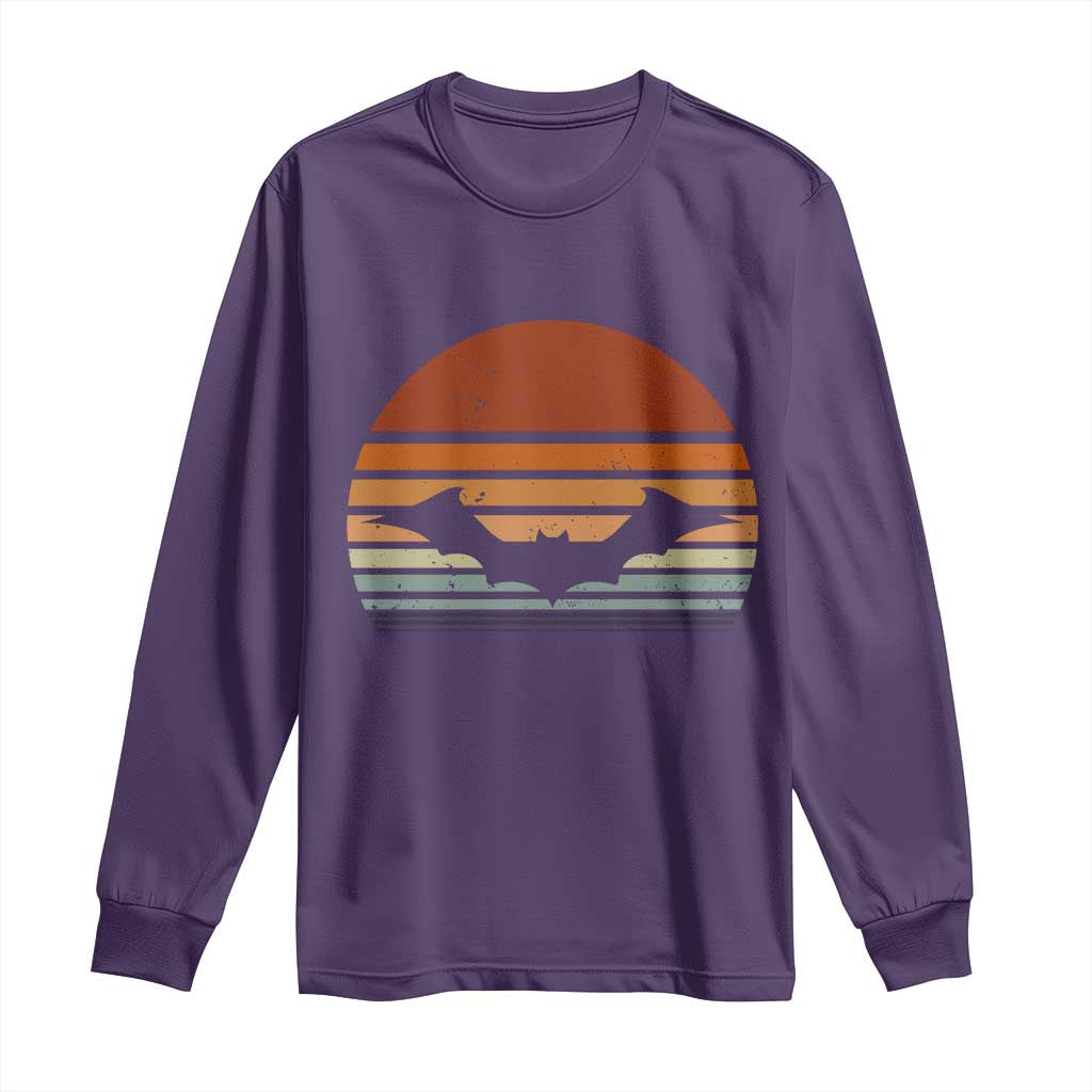 Vintage Retro Fall Halloween Bat Long Sleeve Shirt TS10 Purple Print Your Wear
