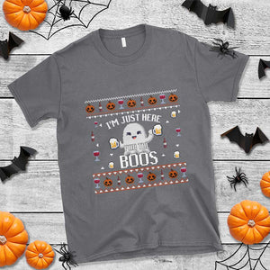 Im Just Here for the Boos Funny Gift Halloween Ghost with Beer T Shirt Ugly Halloween Sweater TS10 Charcoal Print Your Wear