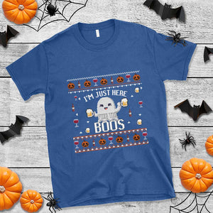 Im Just Here for the Boos Funny Gift Halloween Ghost with Beer T Shirt Ugly Halloween Sweater TS10 Royal Blue Print Your Wear