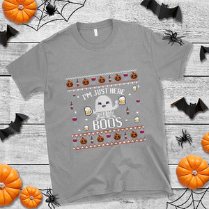 Im Just Here for the Boos Funny Gift Halloween Ghost with Beer T Shirt Ugly Halloween Sweater TS10 Sport Gray Print Your Wear