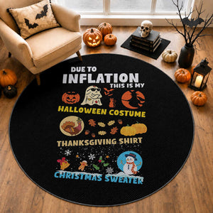 Happy Hallothanksmas Round Rug My Spooky Halloween Thanksgiving Ugly Christmas Costume