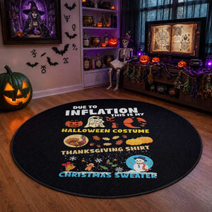 Happy Hallothanksmas Round Rug My Spooky Halloween Thanksgiving Ugly Christmas Costume