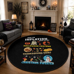 Happy Hallothanksmas Round Rug My Spooky Halloween Thanksgiving Ugly Christmas Costume