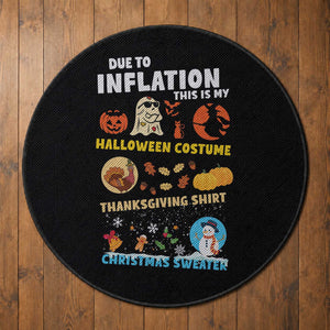 Happy Hallothanksmas Round Rug My Spooky Halloween Thanksgiving Ugly Christmas Costume