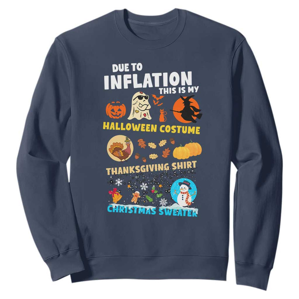Happy Hallothanksmas Sweatshirt My Spooky Halloween Thanksgiving Ugly Christmas Costume TS10 Navy Print Your Wear