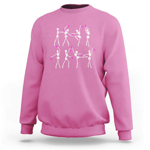 Pink Ribbon Breast Cancer Awareness Sweatshirt Skeleton Ballerinas Ballet Dance Cute Halloween TS10 Azalea Print Your Wear