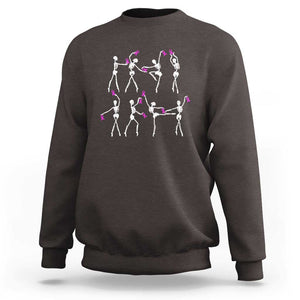 Pink Ribbon Breast Cancer Awareness Sweatshirt Skeleton Ballerinas Ballet Dance Cute Halloween TS10 Dark Chocolate Print Your Wear