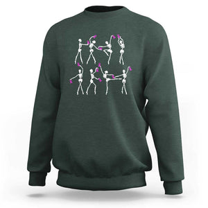 Pink Ribbon Breast Cancer Awareness Sweatshirt Skeleton Ballerinas Ballet Dance Cute Halloween TS10 Dark Forest Green Print Your Wear